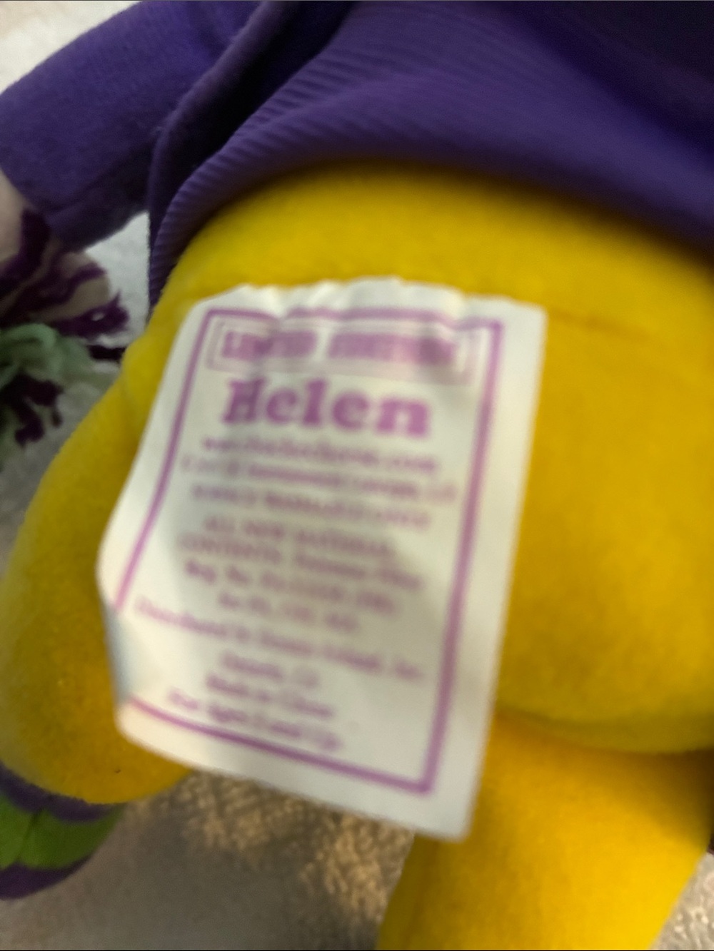 Y2K Nostalgic “Helen Henny”Purple & Green Cheerleader Plush Doll -CEC - Picture 6 of 7